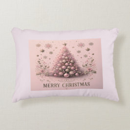 Almofada Decorativa Travesseiro de Natal com Árvore de Natal Rosa