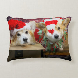 Almofada Decorativa Travesseiro de Natal de Corgi