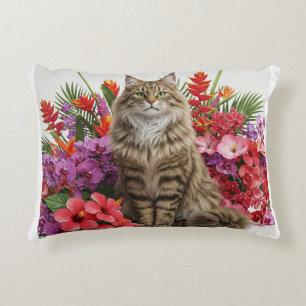 Almofada Decorativa Travesseiro de Sotaque de Gato Tropical Majestoso.