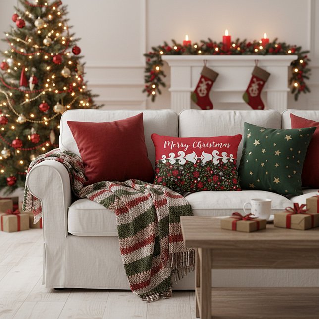 Almofada Decorativa Travesseiro de sotaque floral de Natal (Criador carregado)