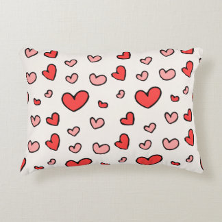 Almofada Decorativa Travesseiro Decorativo com Padrão de Corações Verm