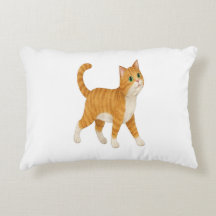 Travesseiro Decorativo de Gato Laranja Sorridente