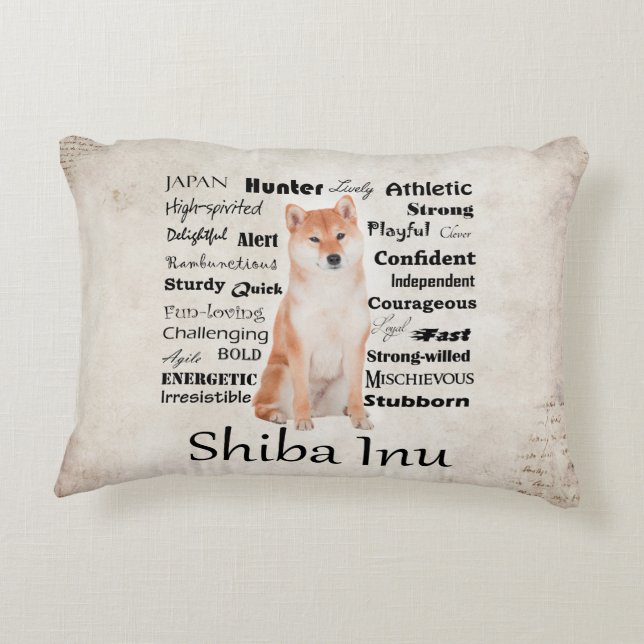 Almofada Decorativa Travesseiro dos traços de Shiba Inu (Verso)