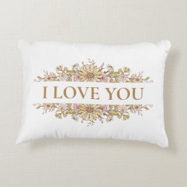 Almofada Decorativa Travesseiro Estético Floral "Amo Você" – Frente e