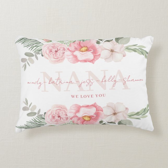 Almofada Decorativa Travesseiro Floral Floral Personalizado Nana (Frente)