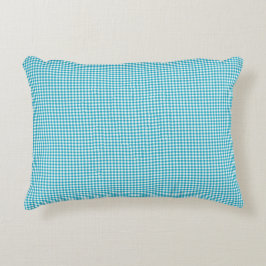 Almofada Decorativa Travesseiro gingham turquesa exibido em um fundo n
