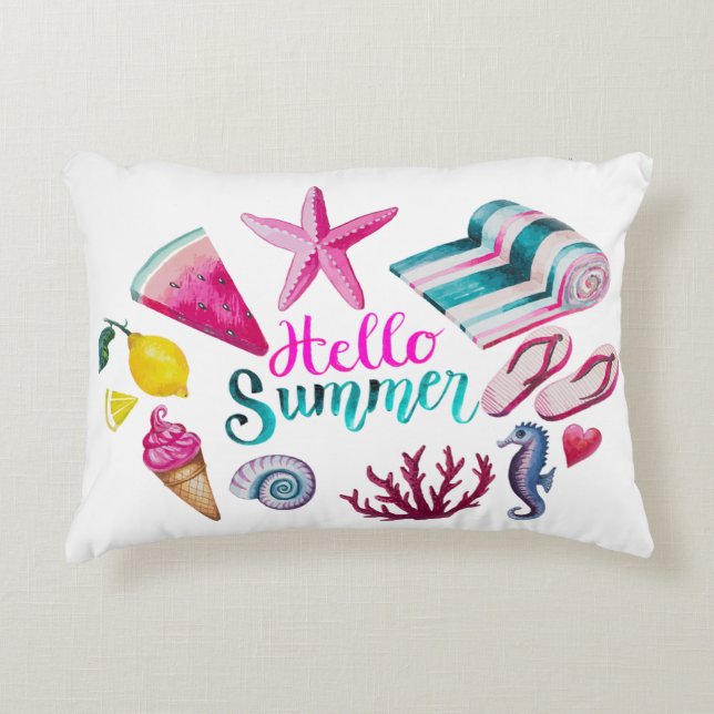 Almofada Decorativa Travesseiro Hello Summer Accent (Frente)