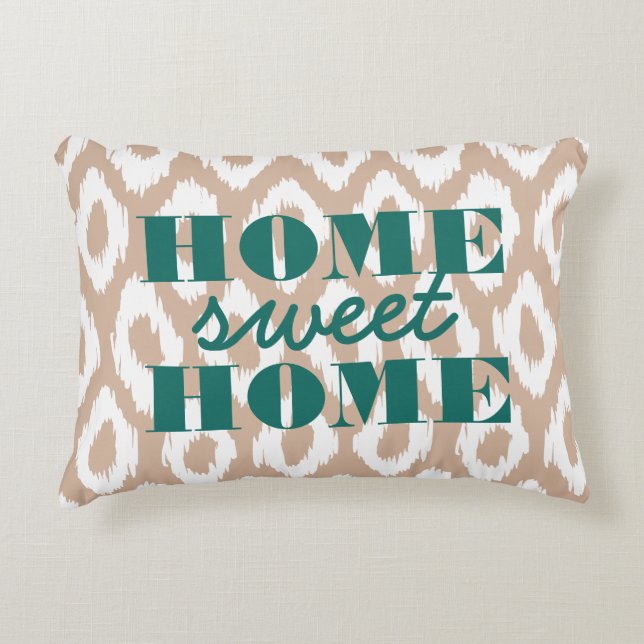 Almofada Decorativa Travesseiro Ikat Ogee Home Sweet (Frente)