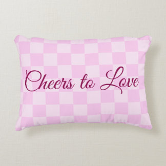Almofada Decorativa Travesseiro Lombar de Xadrez Rosa 'Brindes ao Amor