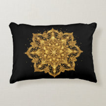 Travesseiro Mandala Dourado Luxo Decoração Lançar