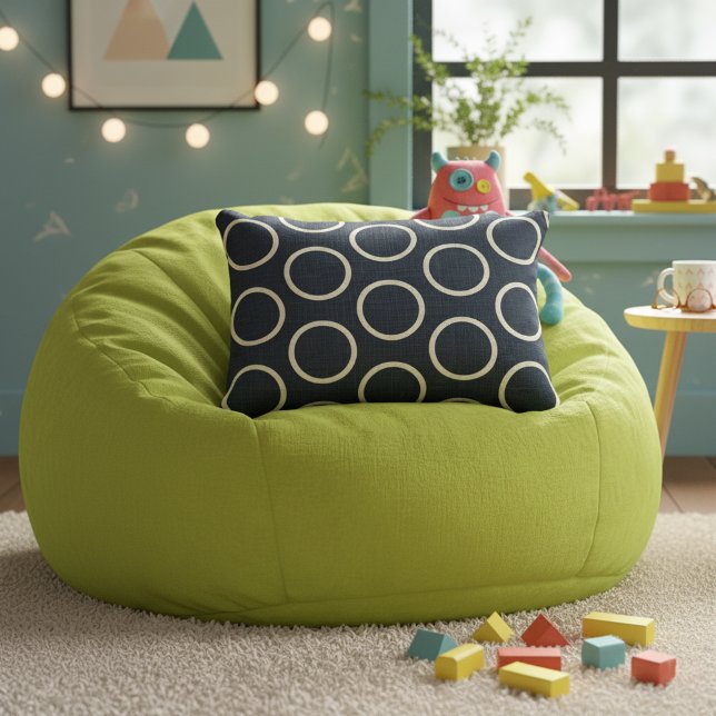 Almofada Decorativa Travesseiro Moderno com Acabamento Geométrico Azul (Modern geometric pattern pillow.)