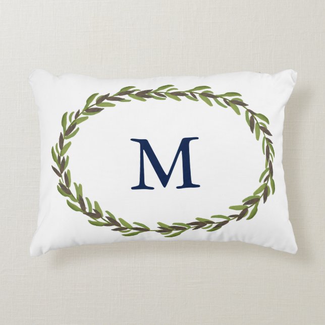 Almofada Decorativa Travesseiro mongrammed folhas pintado (Frente)