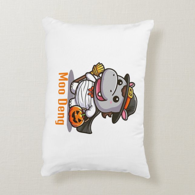 Almofada Decorativa Travesseiro Moo Deng Halloween (Verso(Vertical))