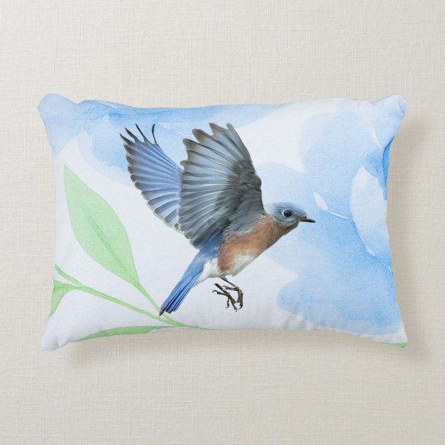 Almofada Decorativa Travesseiro Pássaro Azul em Voo (Frente)