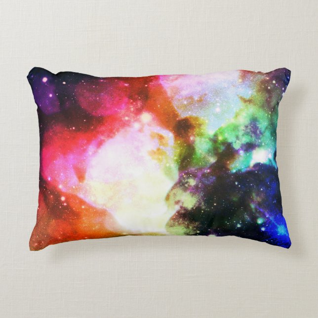 Almofada Decorativa Travesseiro Rainbow Nebula Galaxy (Frente)