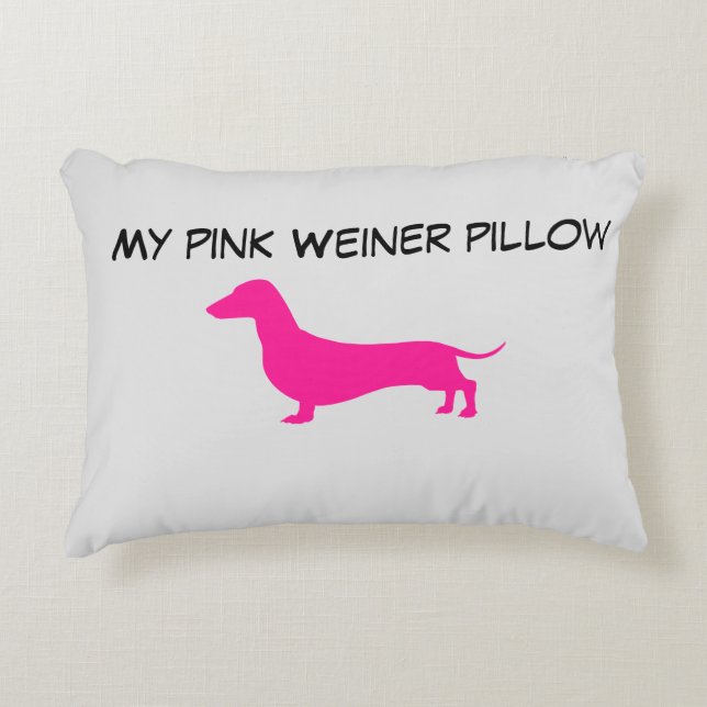 Almofada Decorativa Travesseiro Rosa Dachshund Acento Minha Ember Rosa (Frente)