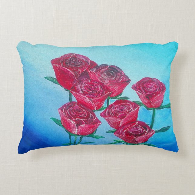 Almofada Decorativa travesseiro rosa vermelha (Frente)