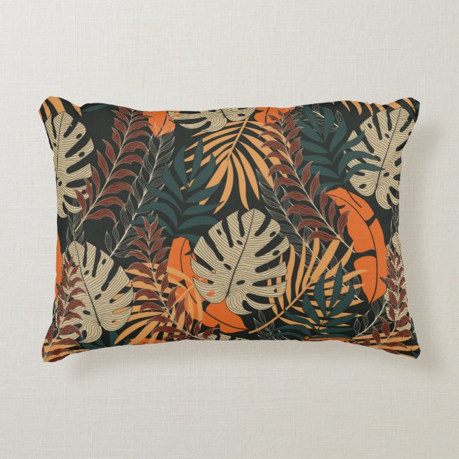 Almofada Decorativa Traz um padrão tropical sem descontinuidades com l (Frente)