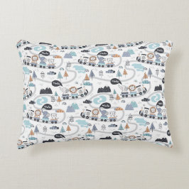 Almofada Decorativa Trem de Animais da Selva Bebê Menino
