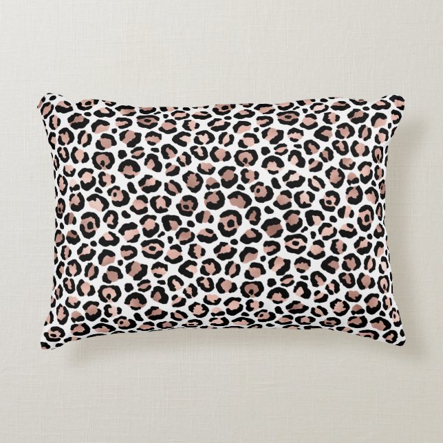 Almofada Decorativa Trendência Chita rosa Dourada de Leopardo Negro (Frente)