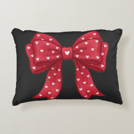 Almofada Decorativa Trendy Coquette Red Ribbon Bow with White Hearts