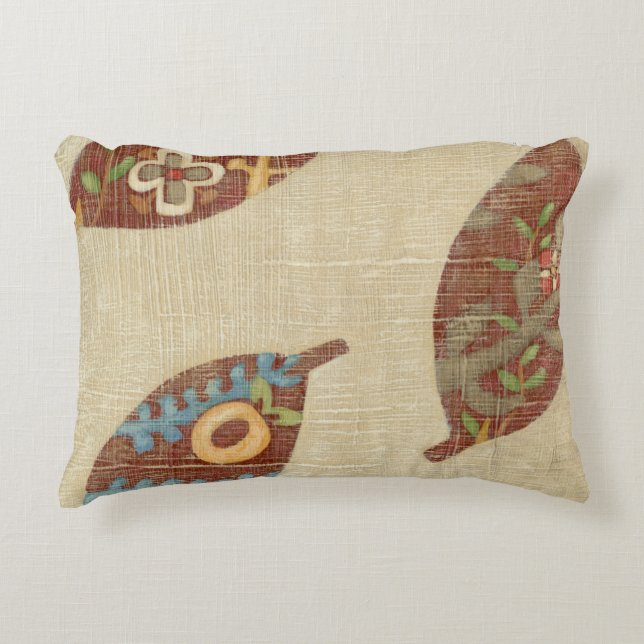 Almofada Decorativa Três Folhas no Fundo de Textura Linen (Frente)