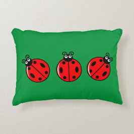 Almofada Decorativa Três Pequenas Joaninhas - Poliéster Escovado
