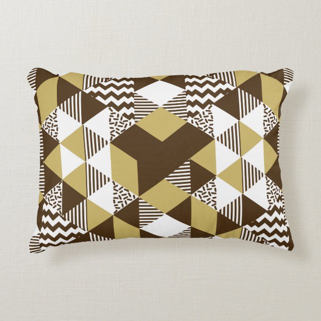 Almofada Decorativa Triângulo sem costura: moda geométrica do ouro. (Frente)