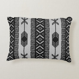 Almofada Decorativa Tribal Aztec Preto-Branco, Padrão Sudoeste