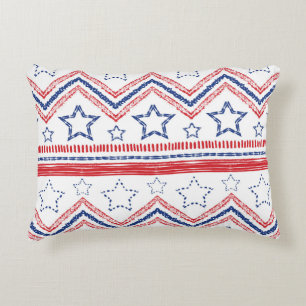 Almofada Decorativa Tribal azul-azul patriótico, símbolos americanos.