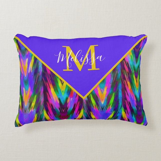 Almofada Decorativa Tribal Chevron brilhante personalizado (Frente)