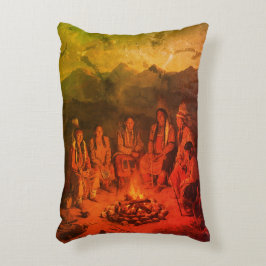 Almofada Decorativa Tribo Nativa Americana Sentada ao Redor de sua Fog