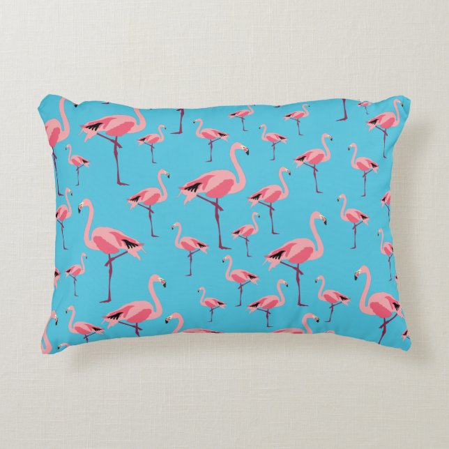Almofada Decorativa Tropical Summer Pink Flamingo Pattern (Frente)