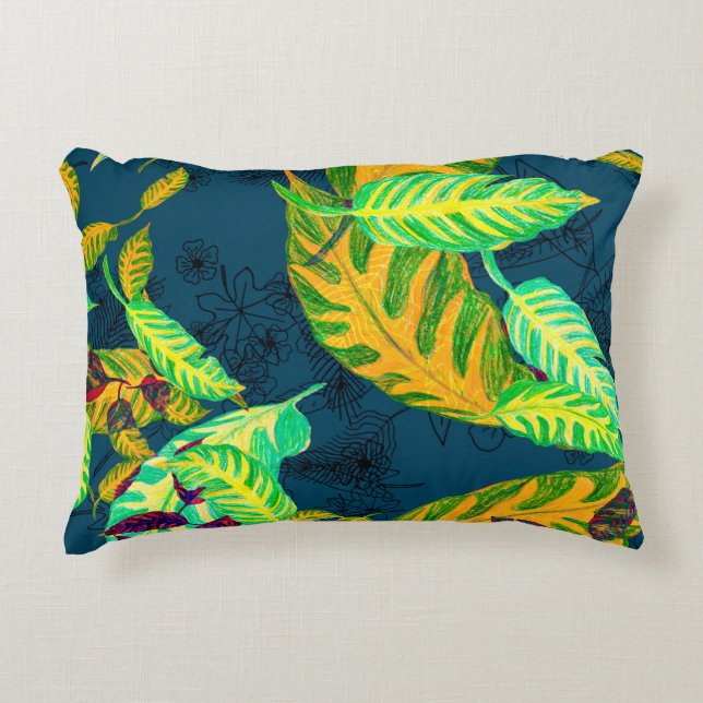 Almofada Decorativa Tropical Tie Dye Blue Gouache. Tropical Pattern. G (Frente)