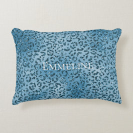 Almofada Decorativa Turquesa Azul-Leopardo-Estimulante      