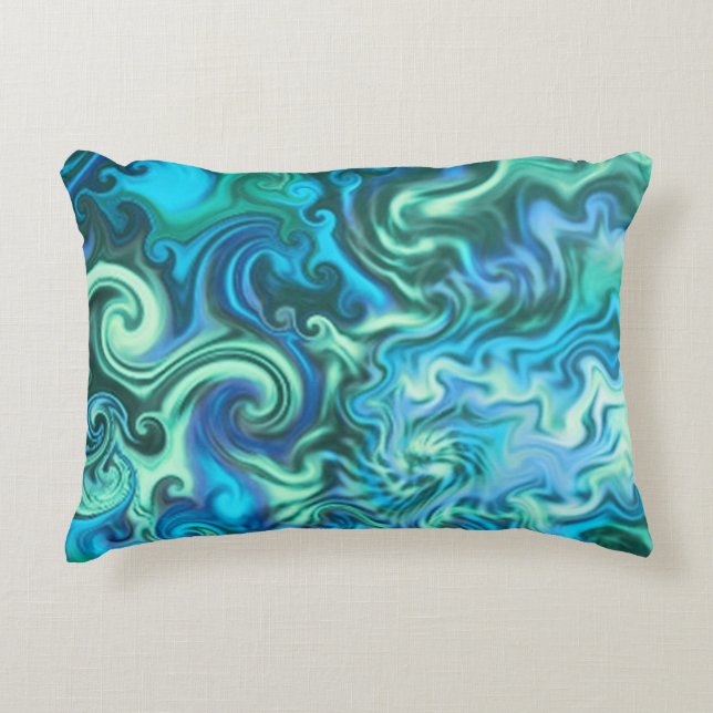 Almofada Decorativa Turquesa azul psicadélico & aqua do (Frente)