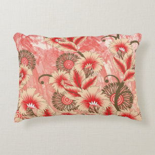 Almofada Decorativa Um design de têxteis vermelho e pêssego vibrante c