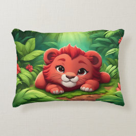 Almofada Decorativa Um Filhote de Leão Vermelho na Selva
