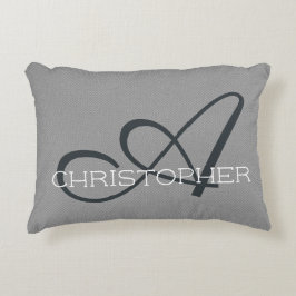 Almofada Decorativa Um Modelo de Nome Personalizado Inicial Cinza Pret