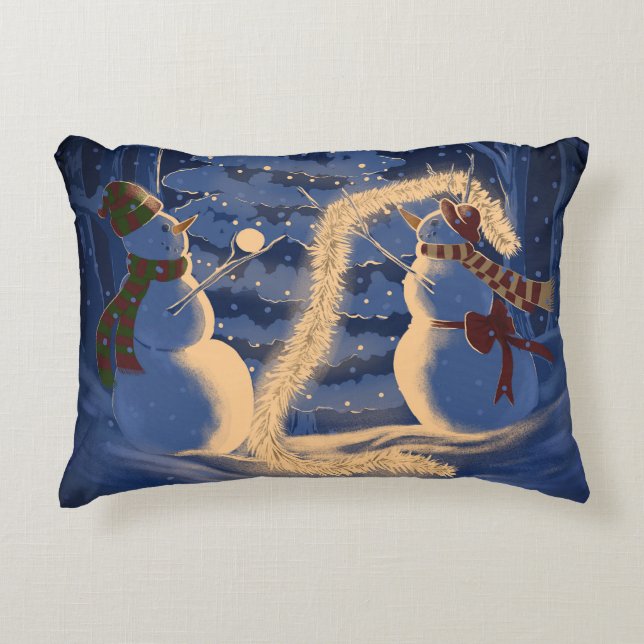 Almofada Decorativa Um Natal de Boneco de Neve (Frente)