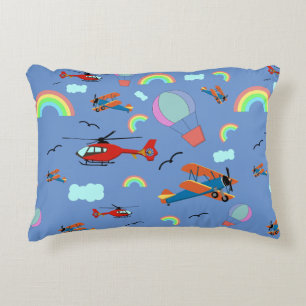 Almofada Decorativa Um padrão de voo para meninos em azul