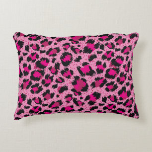 Almofada Decorativa Um padrão-leopardo cor-de-rosa de luxo sem costura