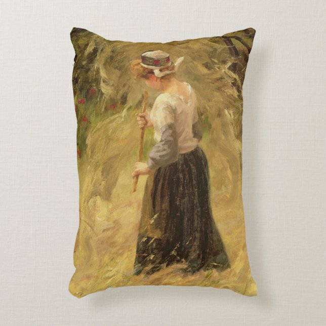 Almofada Decorativa Uma menina que colhe o feno, século XIX (Frente(Vertical))