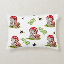 Almofada Decorativa Uma mosca florestal colorida e um caracol