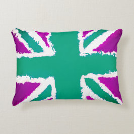 Almofada Decorativa Union Jack Art Purple Green Tones Home Decor