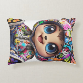 Almofada Decorativa Urso Chibi Bonito no Hoodie da Borboleta do Grafit