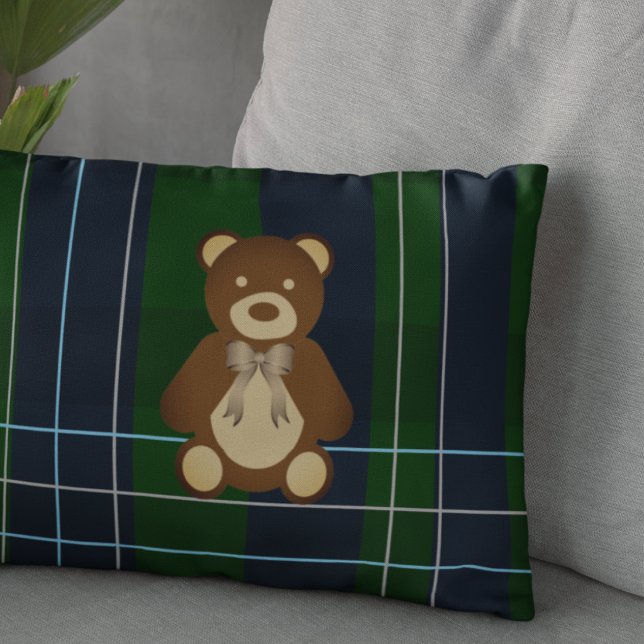 Almofada Decorativa Urso de Xadrez Elegante (Criador carregado)