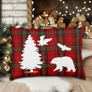 Almofada Decorativa Urso-Pinheiro Águia Vermelho Preto