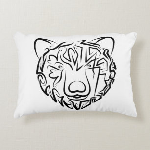 Almofada Decorativa Urso Tribal Negro e Branco
