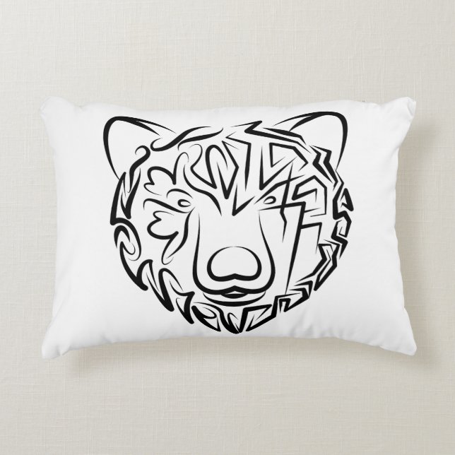 Almofada Decorativa Urso Tribal Negro e Branco (Frente)